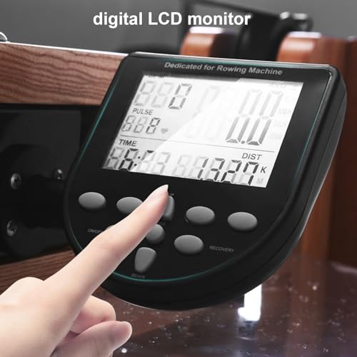 HAWEWE Wooden Rowing Machine Water Resistance With LCD Monitor Rower Machine Cardio Training 550lbs Max Capacity Indoor Fitness Equipment (Color