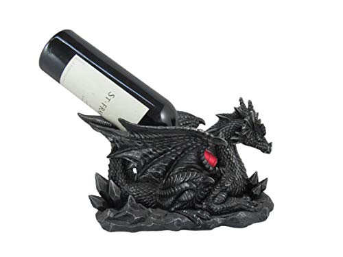 The Grinning Gargoyle HD41361 - 12 Inch Mythical Dragon Table Top Wine Bottle Holder Figure - Home Bar Decor Fantasy Sculpture Decoration - Decor