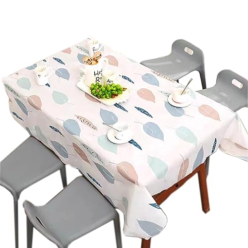 ramoni Pvc Table Cloth,180 * 137cm Leaf Tablecloth PVC TableCloth Plaid Wipeable Tablecloth Rectangular, Resistant,Waterproof,Oil-proof Gingham T