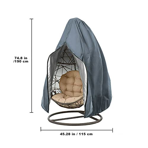 HomeMiYN Egg Chair Cover Patio Hanging Chair Cover, Outdoor Swing Chair Cover with Zipper, Waterproof Windproof Oxford Fabric Durable Garden Furn