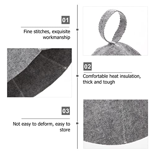 Original Wool Sauna Hat for Women and Men 2 Pack 100% Natural Felt Sauna Accessories (Grey)