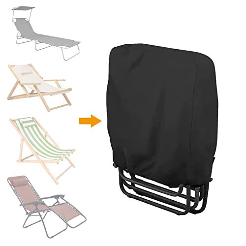 panthem Folding Reclining Chair Cover Waterproof, 2 Pack 210D Oxford sunlounger Deck Sunbed Sun Lounger Covers with Bag, Foldable Garden sun loun