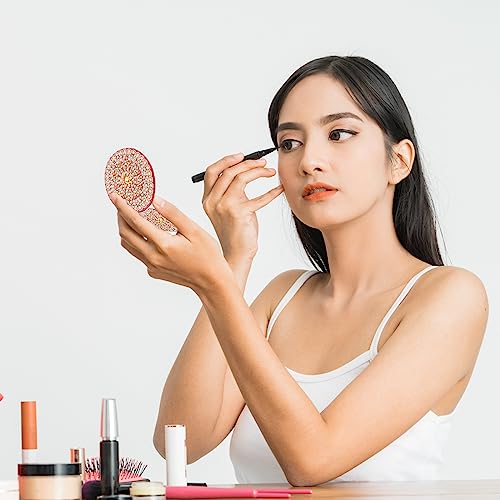 SAVITA 4pcs Diamond Art Painting Mirror Kits, Mandala Style Diamond Art Makeup Mirror Wallet Mirror Pocket Mirror Compact Mirror with Magnificati