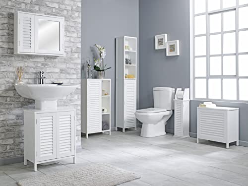 House & Homestyle Mirrored Bathroom Cabinet, White, H 46cm x W 56cm x D 13cm
