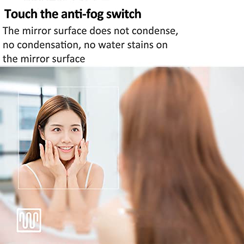 SkiPdr Led Bathroom Wallmounted Bathroom Bathroom Makeup Wall Hanging with Light, Bathroom Mirror Highdefinition Antifog Lightemitting Mirror, a