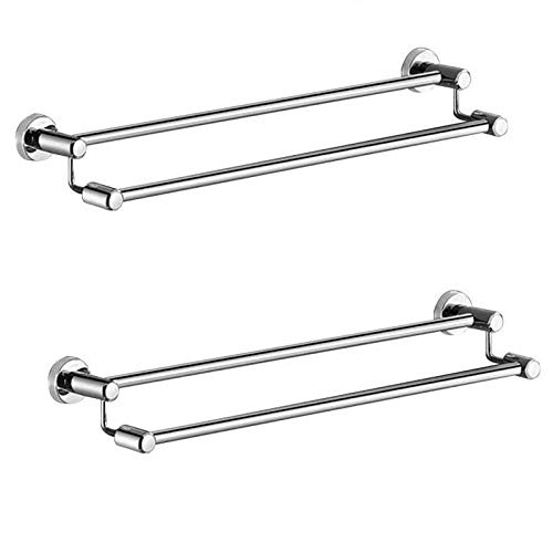 Double Towel Rails Screw Wall Mounted,SUS 304 Stainless Steel Bath Towel Holder, Rustproof Hand Towel Bar,Towel Rod Mirror Reflection for Bathroo