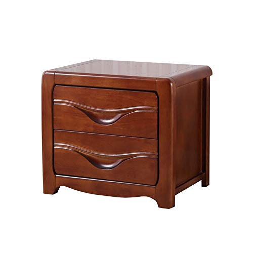 JYDQM European Style Retro Solid Wood Bedroom Bedside Table, Double Drawer Design Bedside Table
