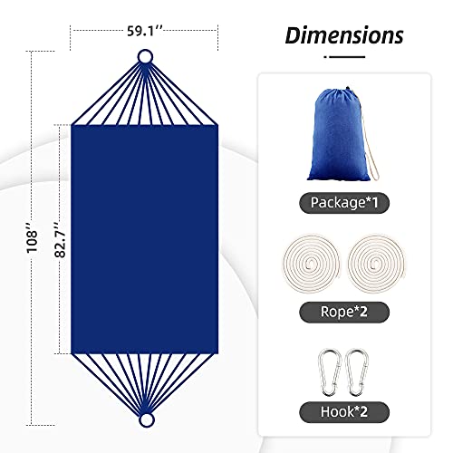 Outdoor Hammock,Premium Cotton Hammocks with Tassels 2 Person Durable Swing with Travel Bag Perfect for Beach, Yard, Bedroom, Patio, Porch, Indoo