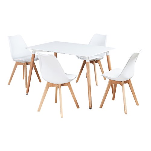 P&N Homewares Dining Table and Chair Set, White/Navy Blue, One Size