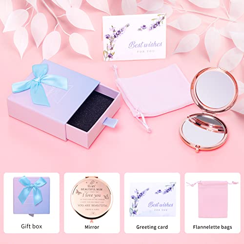 HYOUCHANG Daughter's Gift to Mother, Son Mother's Gift, Mother's Interesting Birthday Gift, Mother's Day, Compact Makeup Mirror(Rose Gold)