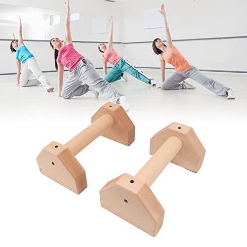 Asixxsix Push Up Bars, 2 Pcs Wooden Fitness Parallettes Bars Handle Stands Grip Handstand Trainer Push Up Handles with Non Slip Rubber Feet for F