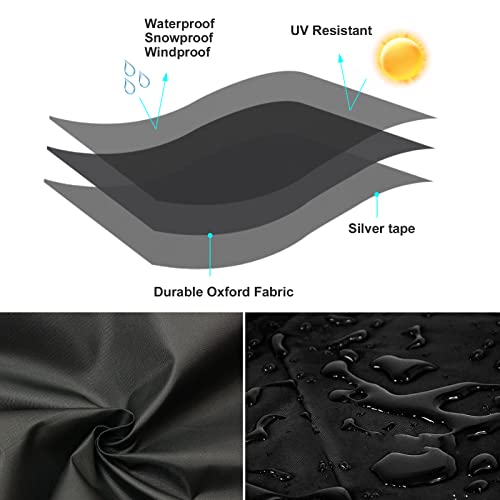 Kaucytue Garden Furniture Cover, 315×160×74CM Heavy Duty 420D Silver Coated Polyester Oxford Fabric Rectangular Outdoor Patio Table Cover UV Prot