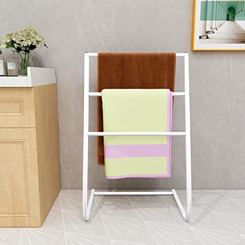 Freestanding Metal Towel Rack Scarf Rack Coat Rack 3 Bars Freestanding Drying Shelf For Bathroom, Bedroom, Living room 3-Tiers Black