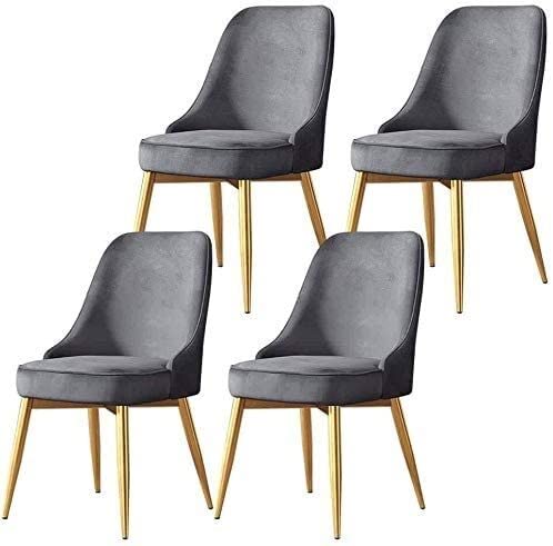 dining chair Office Reception Chairs Business Dining Chairs Set Kitchen Dining Chairs Set of 4 Flannel Soft Cushion Metal Legs Slip Feet for Offi