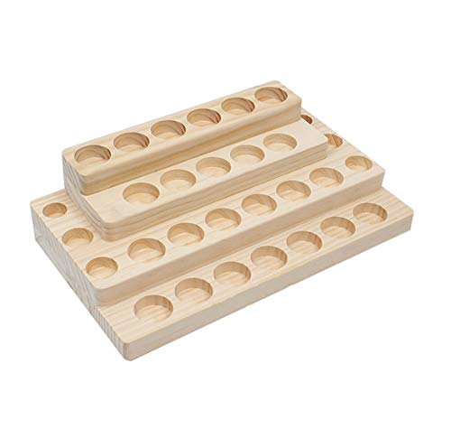 PhantomSky 30 Slots Wooden Aromatherapy Essential Oil Carrying Case, Natural Wood Essential Oil Organizer Storage Box Case Display Holds for Trav