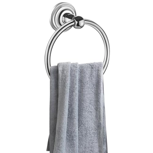 Towel Rack, Bathroom Towel Holder, Chrome Towel Rings for Bathrooms, Hand Towel Rail, Towel rack wall mounted, 6.3 Inch Diameter, Kitchen Towel H