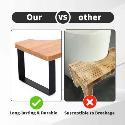 MoyRetty Toilet Stool, Upgraded Wooden with Metal Poop Stool, Bathroom Waterproof & Anti Slip, Suitable for Adults & Kids Compatible for squatty