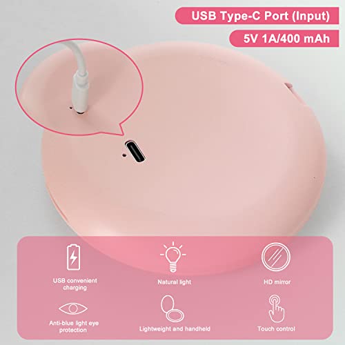 Sweetone Compact Mirror, LED Lighted Travel Makeup Mirror, 1X/10X Magnifying with Light, Small Pocket Mirror with 3 Colour Modes & Adjustable Bri