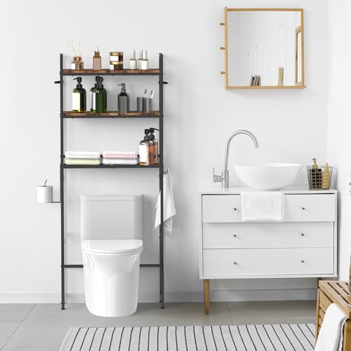 Over the Toilet Rack for Bathroom, 3-Tier Over Toilet Organizer Rack Multifunctional Over The Toilet Storage Rack Freestanding Bathroom Space Sav