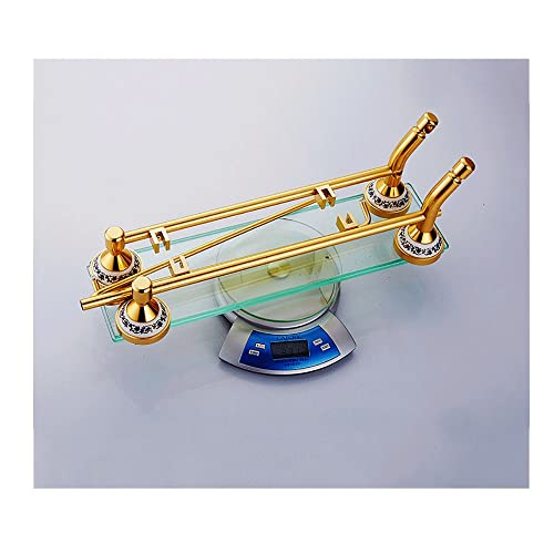 RSOCHS Wall Shelf Bathroom Glass Shelf Stainless Steel Towel Rack Shelf Bathroom Shelf Double Wall Hanging