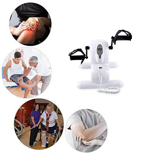 LUNEZY Electric Pedal Exerciser for Seniors Portable Fitness Cycle for Arm/Leg Exercise Mini Cycling Trainer Stationary Exercise Leg Peddler - Fi