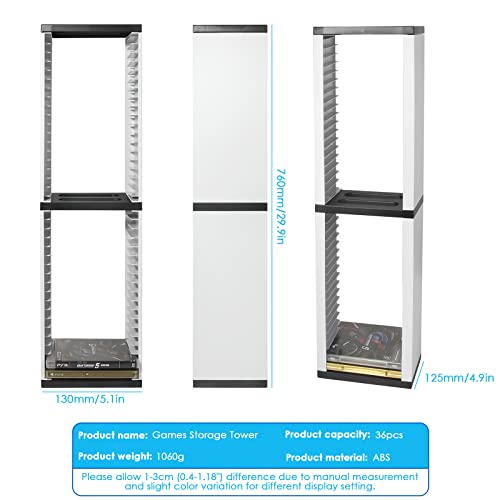 Haokaini Game Disc Holder Video Game Storage Tower Bracket Rack 36 Games Disc Holder Storage Shelf Disc Console Host Controller for PS5 Game Disc