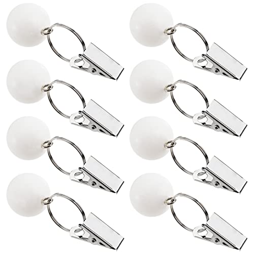 Frcctre 8 Pack Tablecloth Weights, White Marble Ball Shape Table Cover Weights Hangers with Metal Clips, Pendant Stone Tablecloth Weights for Out