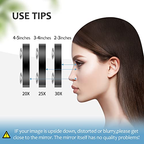 MIYADIVA 30X Magnifying Mirror, Small Magnifying Mirror with Suction Cup and Tweezers, As a Travel Mganifying Mirror, Compact Mirror Set for Pluc
