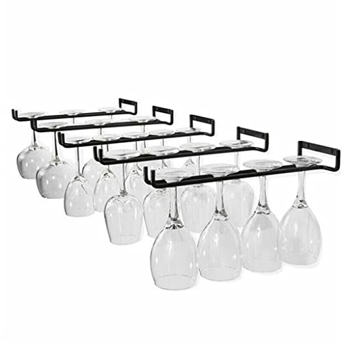 KTSCFS 2pcs Iron Wine Rack Wine Glass Cup Holder Simple Upside-down Hanging Rack Storage Counter Bar