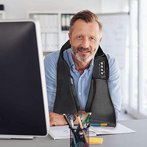 HUANGXING - Neck and Shoulder Massager, Shiatsu Roller Back Shoulder Neck Muscle Massager Body 16 Massage Ball Shawl Spine Belt 4D Infrared Knead