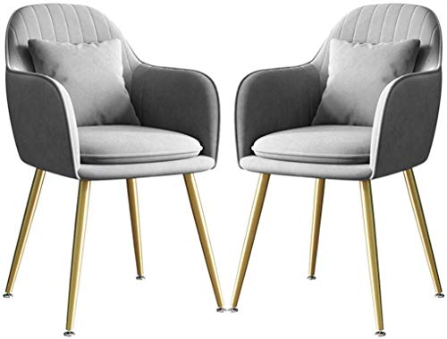 Modern Kitchen Dining Room Chairs Set Of 2 Velvet Dining Chair Kitchen Counter Lounge Living Room Corner Chair Metal Legs with Armrests & Backres