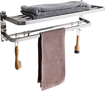 XMING Bathroom Towel Rack 304 Stainless Steel Towel Rack Bathroom Foldable Shelf Hotel Engineering Hanger