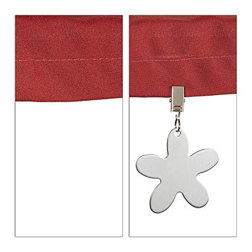 Relaxdays Tablecloth Weights, Pack of 8 Clips, Curtain Clamps, in-& Outdoors, Stainless Steel, Flower, Silver, Floral, 8.5 x 6 cm