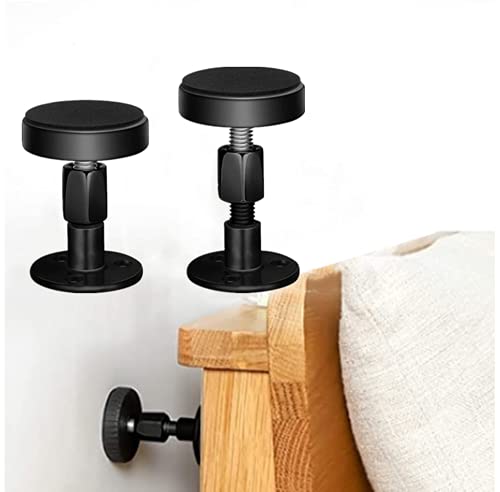 2 pieces of black adjustable threaded bed frame anti-shake tool, headboard anti-shake fixer to prevent loosening, protect the wall from impact, e