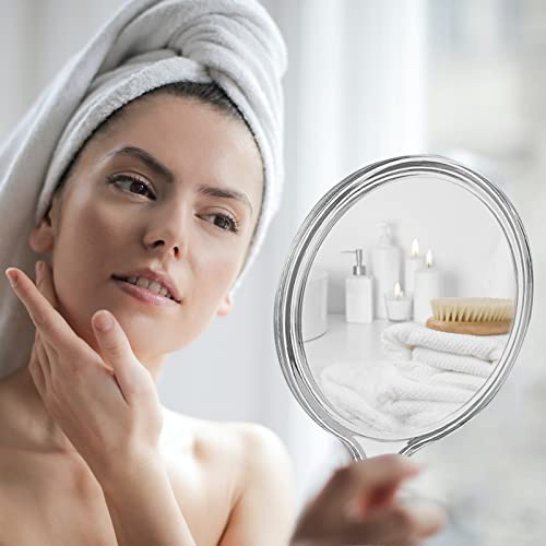 letcdfer Mirror Handheld 1X & 3X Hand Mirror With Handle Double Sided Handheld Mirror Makeup Mirror Magnifying (11 * 20 cm)