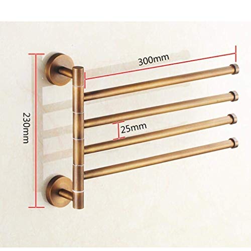N/A Towel rack antique- 3-Bars Towel Bar Brass Active Folding Bath Towel Holder Shelf Wall Mounted Towel Rack