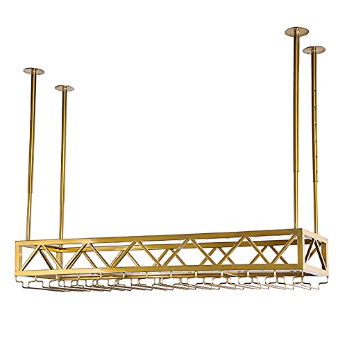 Hanging Wine Rack With Glass Rack and Shelf, Adjustable Metal Ceiling Wine Glass Rack, Kitchen, Restaurant and Bar Decoration, Length 60/80/100/1