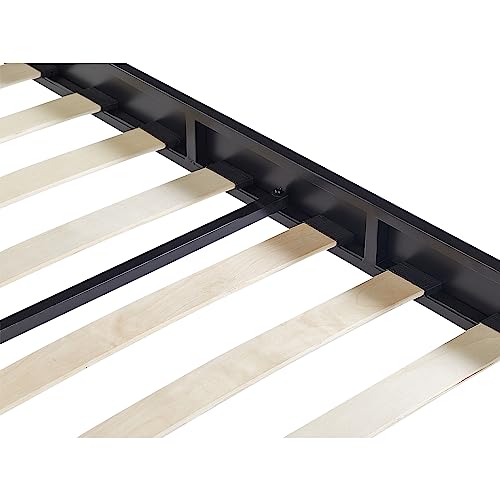 Modern Minimalist EU Super King Size Bed Frame Metal Plywood Slats Black Vaurs