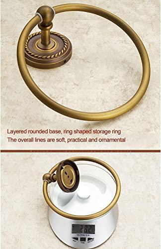 RAKUTE Antique Towel Ring, All Copper Towel Holder, European Round Towel Rack, Bathroom Towel Bar Bathroom Ring