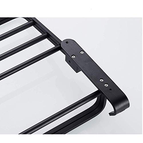 RSOCHS Multifunctional Towel Rack - Towel Rack Double Layer Stainless Steel Bathroom Shelf Holder Wall Mounted Matte Black