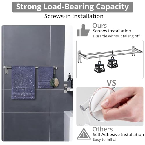 Double Towel Rail Tanice Stainless Steel Towel Rail Retractable 40-70 cm/15.75-27.56 Inch Towel Rack Wall Mounted with Screws for Bathroom and Ki