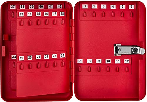 My Charity Boxes MCB Combination Lock Keys Cabinet Security Storage Box Organizer Holder Locked Key Box Wall Mount Steel 48 Slots (Red)