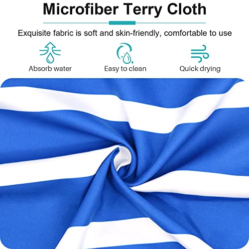 Newthinking Sun Lounger Towels, Beach Sunbed Towels with Pockets, Pool Chair Towel for Loungers, Summer Beach Travel, 30 inch x 84 inch (Blue)