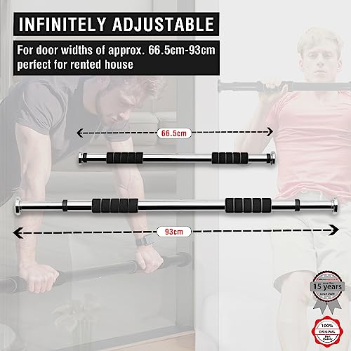 Ultrasport Pull-up Bar, Door Bar, Adjustable From 66.5 cm To 93 cm, Mountable Without Screws, Non-slip, Secure Grip, Foam Handles