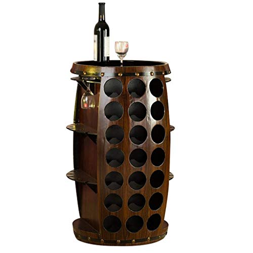 DISHENGZHEN Wine Barrel Creative Floor-Standing Stable Wine Rack, Wooden Wine Glass Bottle Storage Shelf, Wood Rack Shelf Practical Home decorati
