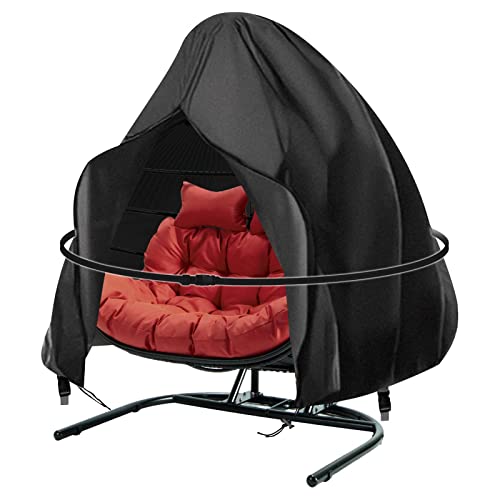 Double Egg Chair Cover Waterproof Hanging Egg Chair Covers Veranda Garden Cocoon Egg Chair Protective Cover Outdoor Rattan Wicker Swing Chair Cov