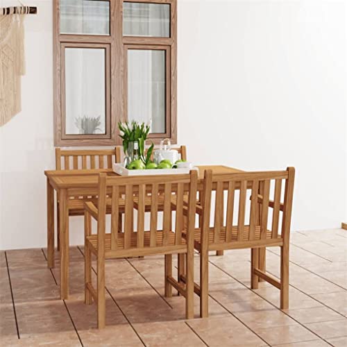 DLOETT Garden Dining Set 5pcs Solid Teak Wood Garden Furniture Garden Set Minimalist Outdoor Furniture