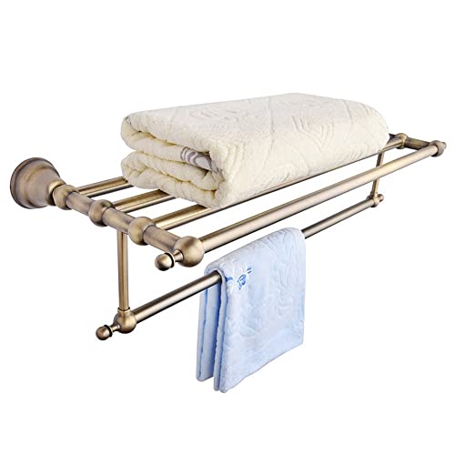 HIGOH Towel Racks,Bathroom Towel Rack Wall Mounted Towel Holder,Bathroom Hardware,Zinc Alloy Bath Towel Rack,Bronze Antique Towel Shelf