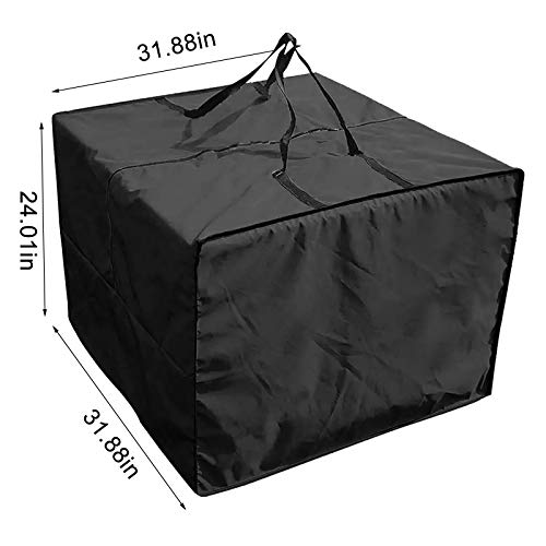 Errum Garden Furniture Storage Bag, Square Garden Cushions Storage Bag with Handles Zippers 210D Oxford Fabric, 81x81x61cm (Black)
