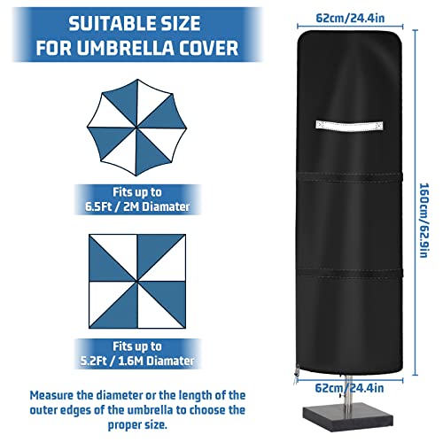 OZYAN Parasol Cover Patio Umbrella Covers,Waterproof Windproof,Anti-UV with Zip,210D Oxford Fabric Garden Parasol Cover for 7ft to 9ft Garden Out